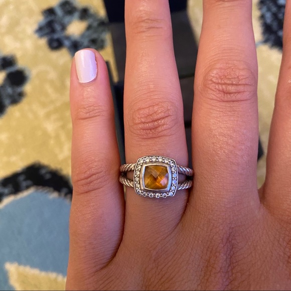 Petite Albion Ring with Citrine and Diamonds - Picture 2 of 9